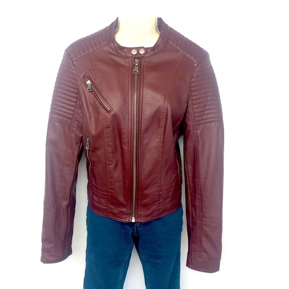 Day Trip Jackets & Blazers - Day Trip Brown Faux Leather Moto Jacket